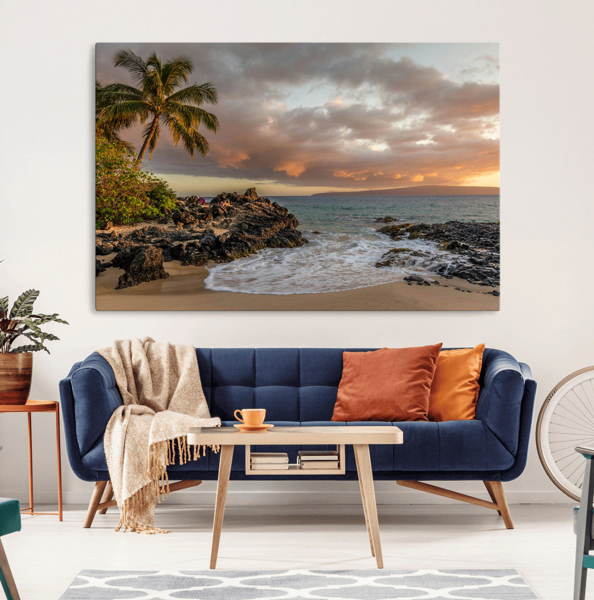 Tropical Beach Wall Art Canvas Print, Vibrant Hawaiian