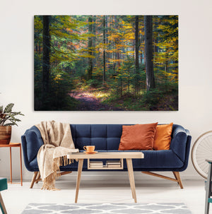 Autumn Forest Wall Art Canvas Print – Framed Fall Woodland