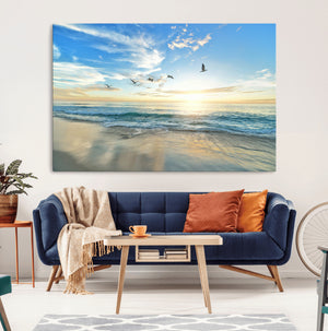 Minimalist Seaside Wall Art Canvas Print – Morning Glow