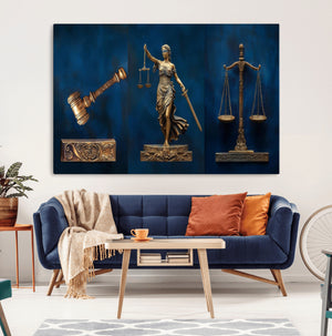 Lady Justice Wall Art Canvas Print – Elegant Gold Legal