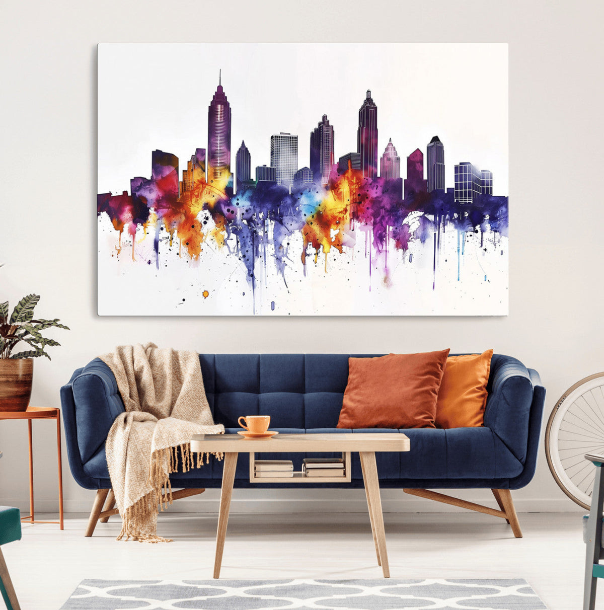 Atlanta Skyline Wall Art Canvas Print – Framed Colorful
