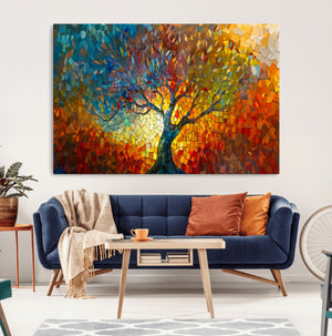 Yggdrasil Tree of Life Mosaic Stained Glass Wall Art, Tree