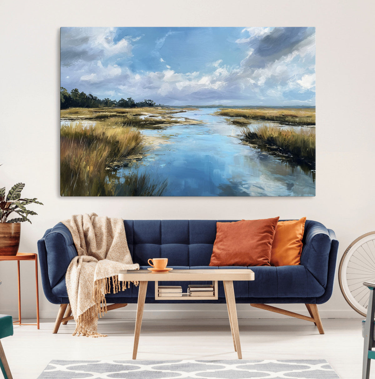 Marshland Wall Art Canvas Print – Serene Water Reflection