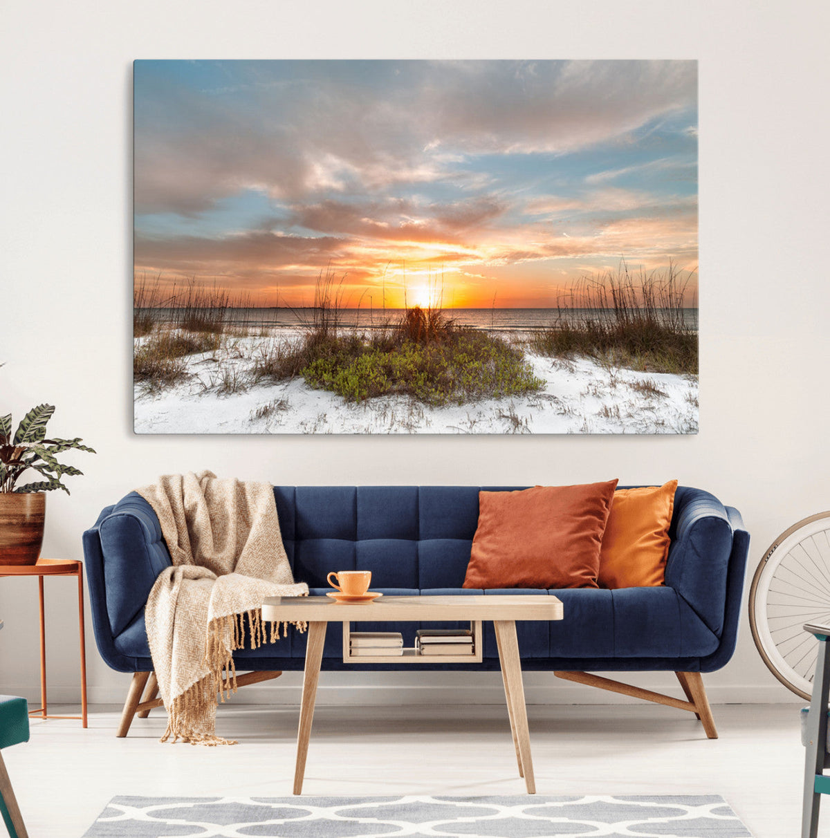 Sunset Beach Wall Art Print – Coastal Canvas Ocean Landscape
