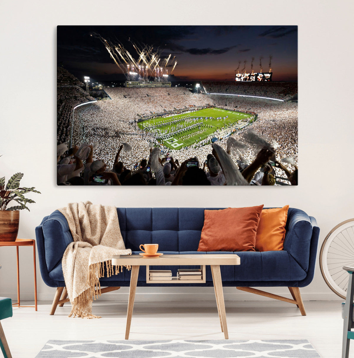 Penn State Stadium Wall Art – White Out Football Game Canvas