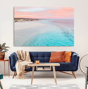 Serene Pastel Beach Wall Art Canvas Print, Tranquil Coastal