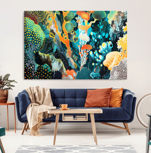 Vivid Underwater Coral Reef Wall Art Canvas Print,