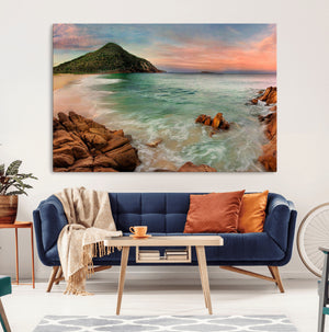 Coastal Landscape Wall Art Canvas Print – Rocky Shore and