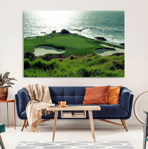 Coastal Golf Course Wall Art Canvas Print – Scenic Green
