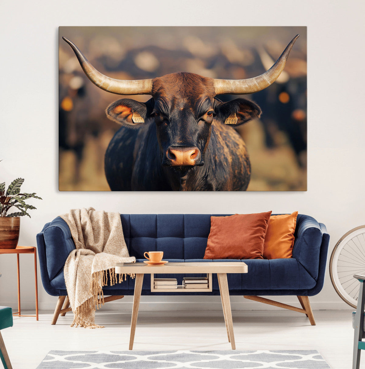 Majestic Texas Longhorn Bull Rustic Farm Animal Strong