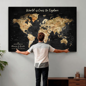 Personalized World Map Print | Customize Map with Push Pin