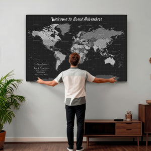 Custom World Map Canvas with Pins – Custom Framed Push Pin Maps - NEWMAP-21