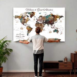 Customizable Framed World Map Canvas Print – Personalized