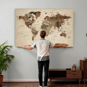 World Map Canvas Print – Framed Detailed Map of the World