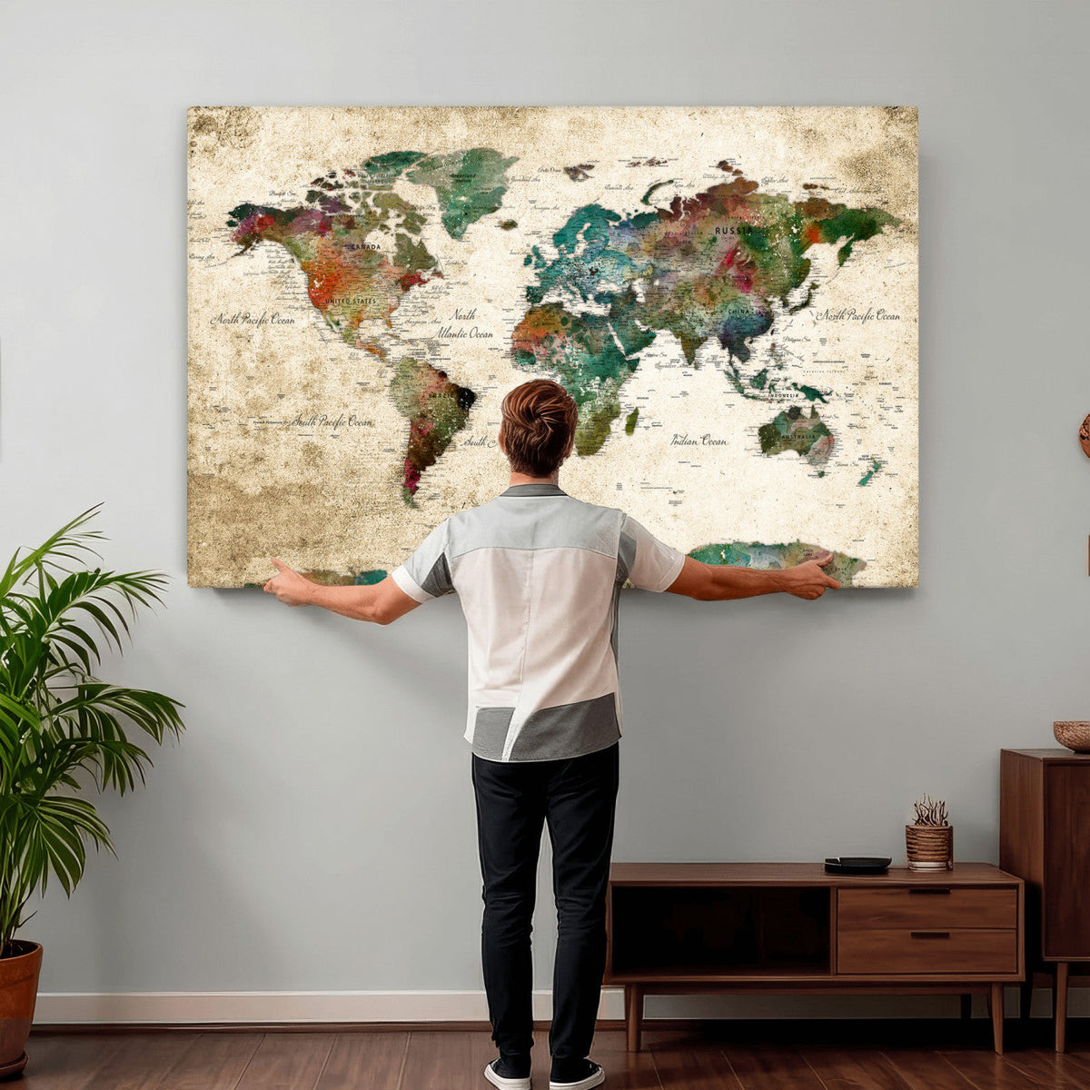 World Map Canvas Print – Framed Detailed Map of the World