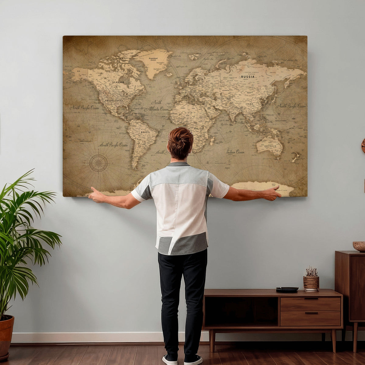 World Map Canvas Print – Framed Travel Map Wall Art for