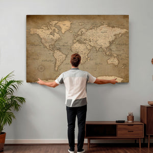 World Map Canvas Print – Framed Travel Map Wall Art for