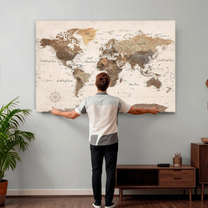 World Map Canvas Print – Framed Detailed Map of the World