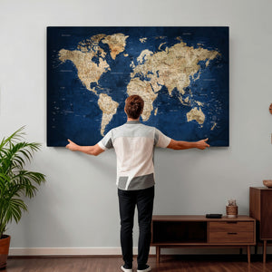 World Map Canvas Print – Framed Travel Map Wall Art for