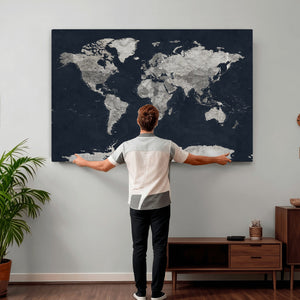 Colorful Watercolor World Map Canvas Print – Vibrant Framed