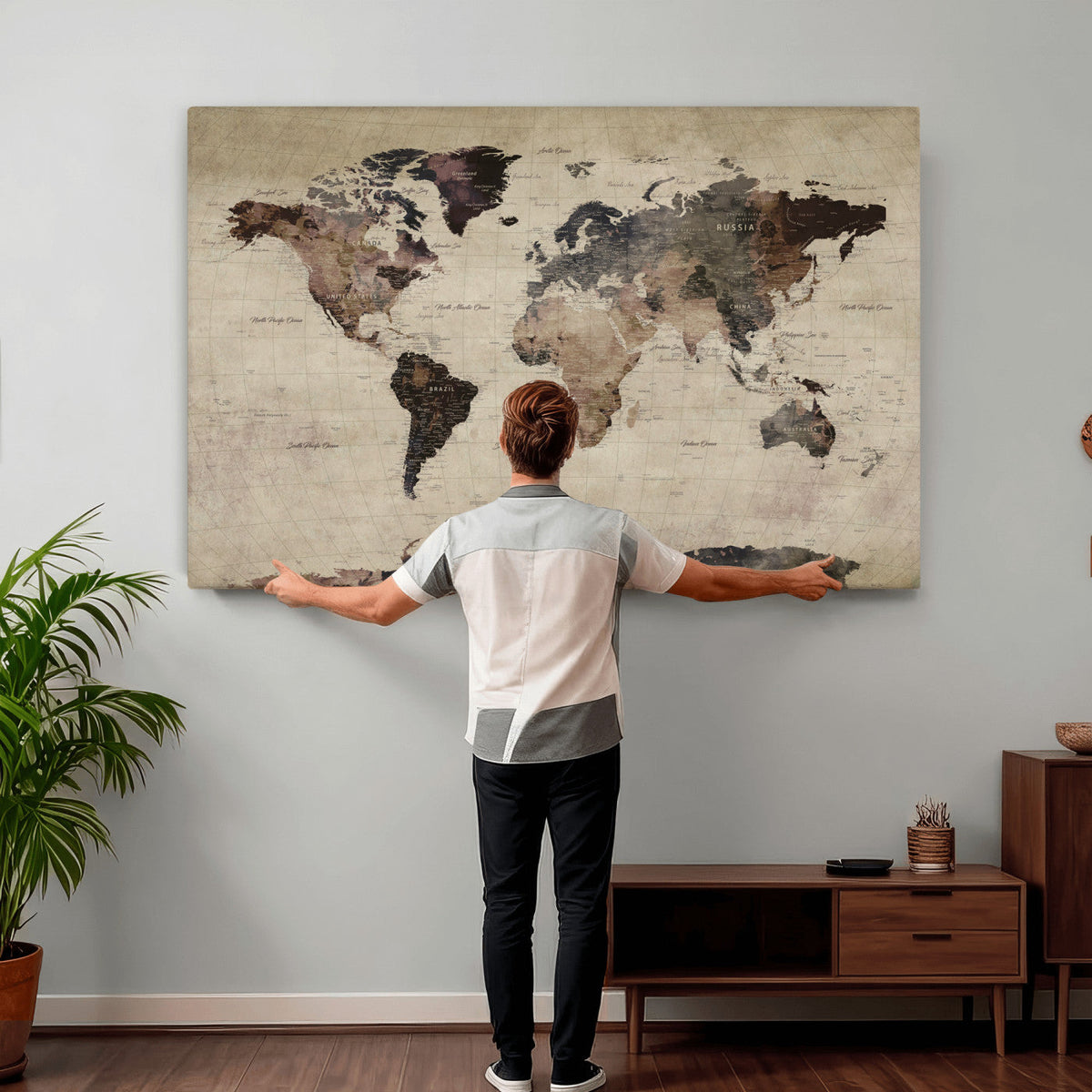 World Map Canvas Print – Detailed Map of the World Adventure