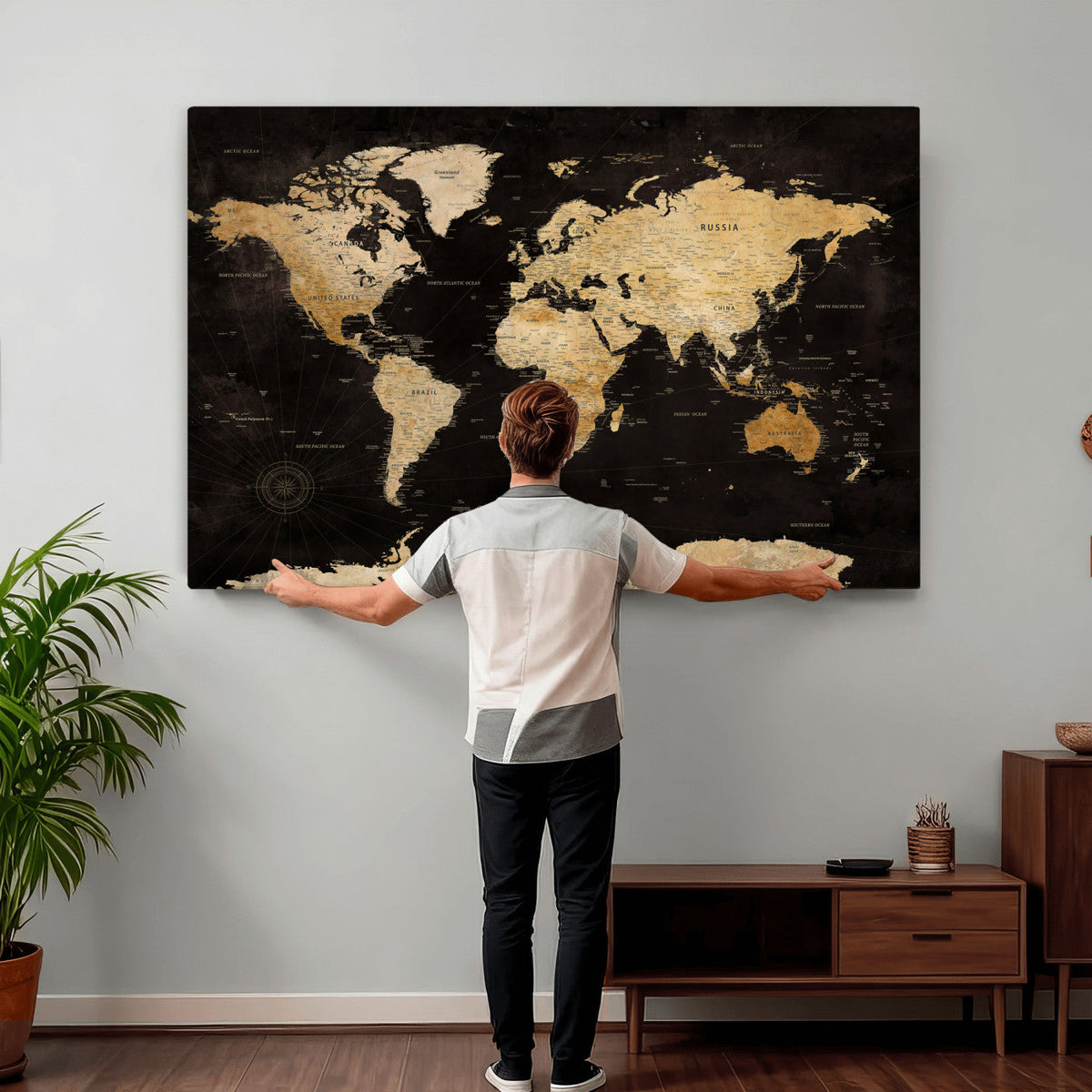 Extra Large World Map Canvas Print – Detailed Map Classic
