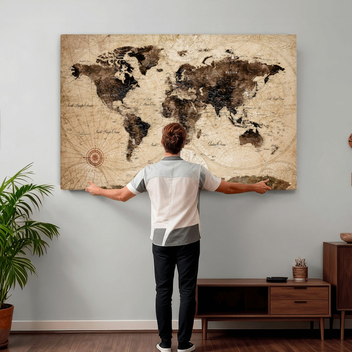 World Map Wall Art Canvas Print