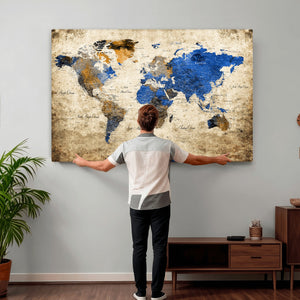 World Map Canvas Print – Colorful Abstract Travel Map,