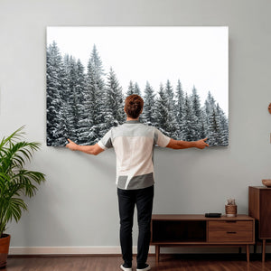 Misty Mountain Forest Canvas Print, Foggy Pine Trees Nature