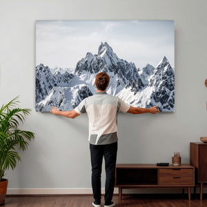 Snowy Mountain Range Canvas Print, Alpine Peaks Landscape
