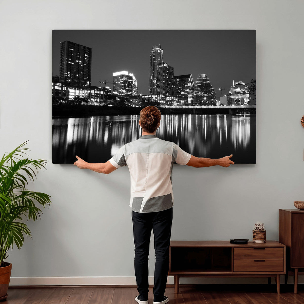 Austin Skyline Wall Art Canvas Print, Austin Downtown Night