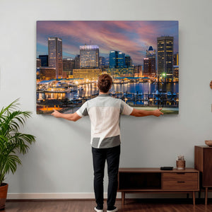 Baltimore Skyline Wall Art Canvas Print, Baltimore Downtown