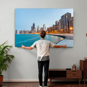 Chicago Wall Art Canvas Print, Chicago City Downtown Night