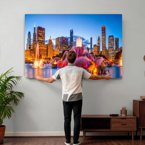 Chicago Wall Art Canvas Print, Chicago City Downtown Night