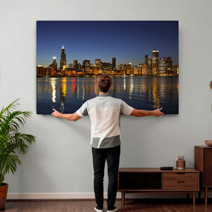 Chicago Wall Art Canvas Print - Chicago City Downtown Night