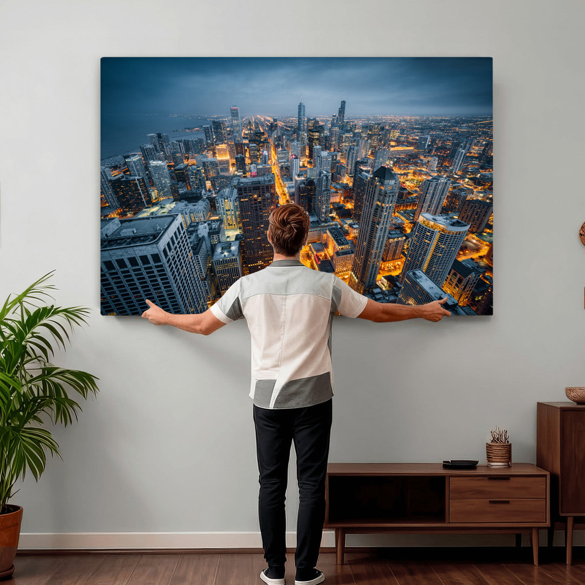 Chicago Wall Art Canvas Print - Chicago City Downtown Night