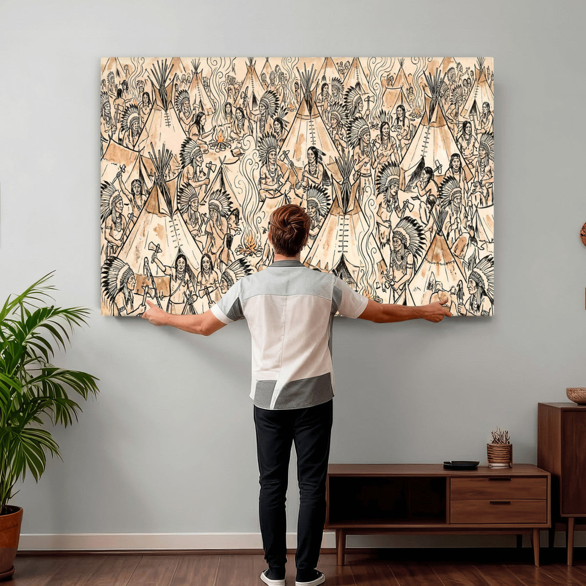 Native American Indian Wall Art Canvas Print - Abstract