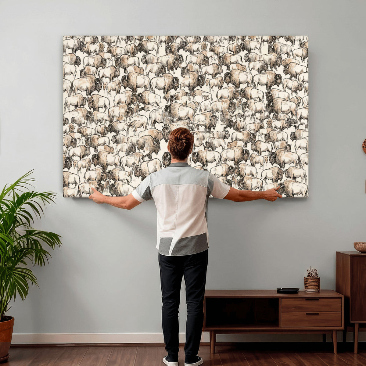 American Bison Canvas Print - Abstract Buffalo Wall Art