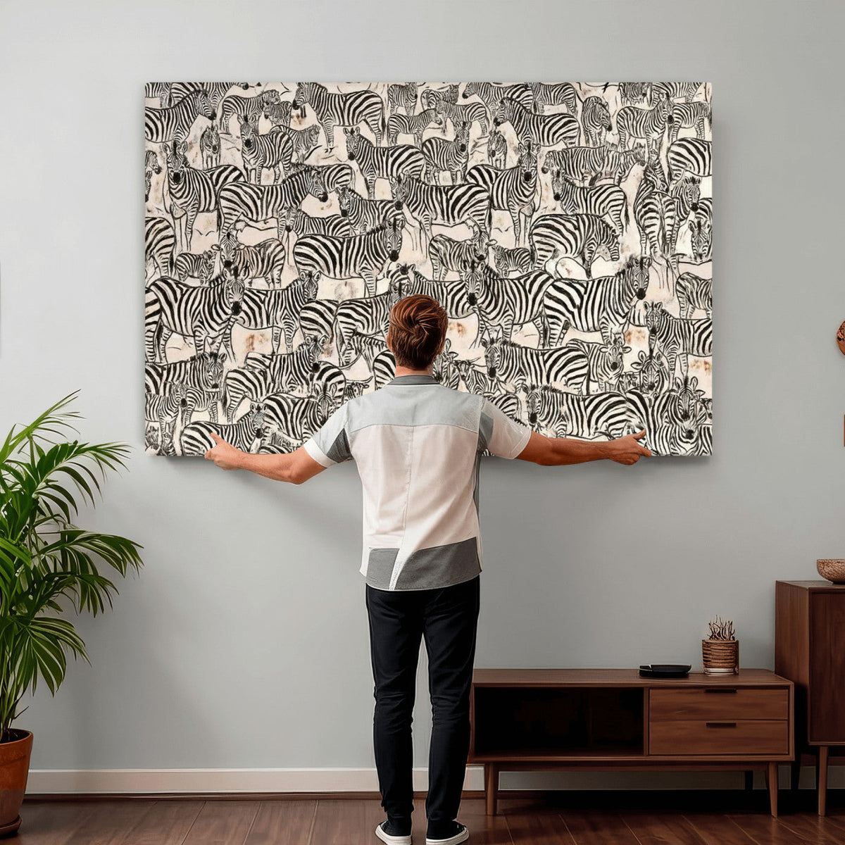 Abstract Zebra Wall Art Canvas Print for Farmhouse Decor
