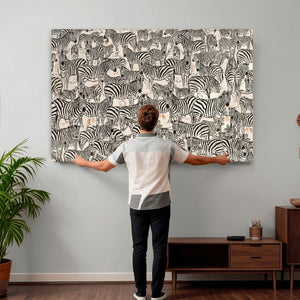 Abstract Zebra Wall Art Canvas Print for Farmhouse Decor