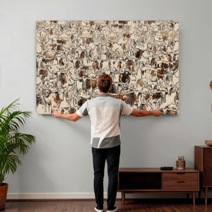 Abstract Longhorn Wall Art Canvas Print - Farm Animal