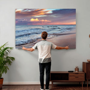 Ocean Sunset Wall Art Canvas Print – Coastal Beach