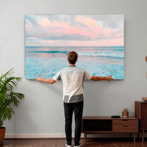 Ocean Wave Wall Art Canvas Print, Pastel Surf Seascape