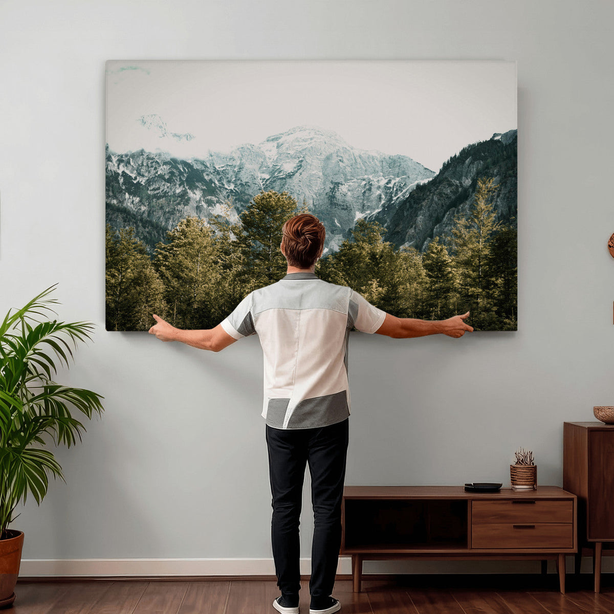 Mountain Forest Wall Art Canvas Print, Alpine Landscape