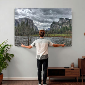 Yosemite Valley River Wall Art Canvas Print, Granite Cliffs