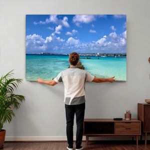 Caribbean Ocean Pier Seascape Wall Art Canvas Print,