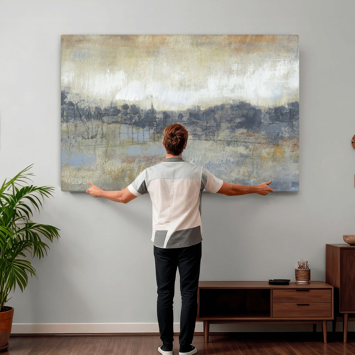 Abstract Neutral Landscape Painting Wall Art