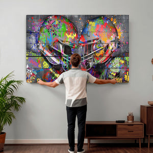 Graffiti Football Helmets Wall Art Canvas Print, Urban