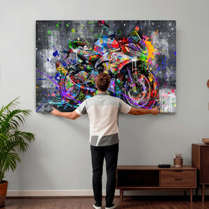 Graffiti Motorcycle Wall Art Canvas Print, Urban Street Art