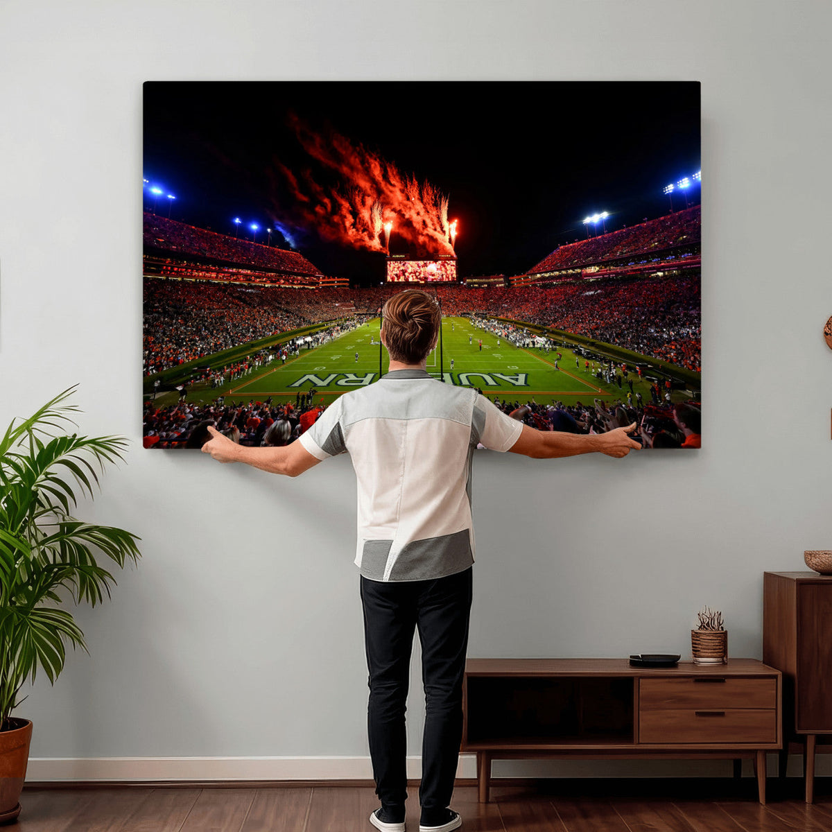Auburn Stadium Wall Art Canvas Print, College Football Night